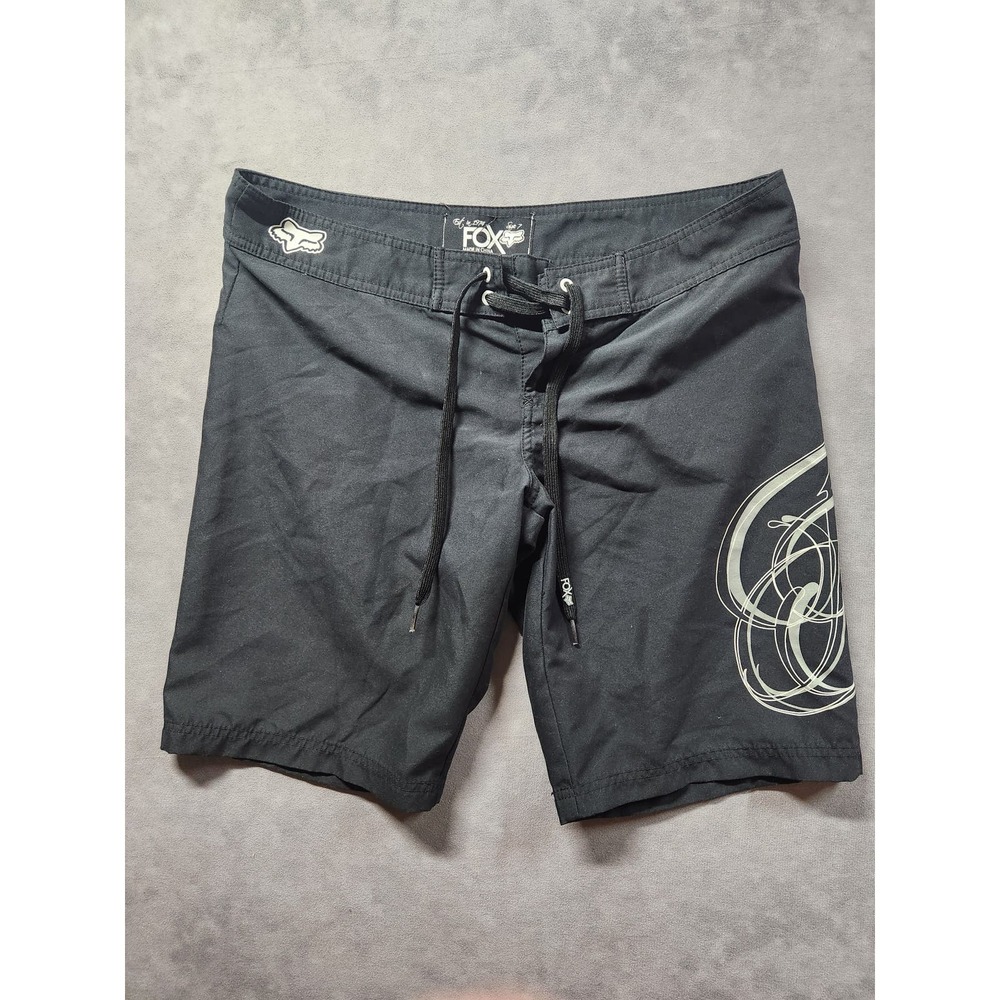 Fox Racing Board Shorts Y2K 90s Men's Large (Actual Sz 34) Swim Black Vintage